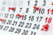 Calendar with red pins