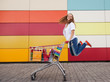girl  with shopping trolley