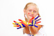 happy child with paint on the hands