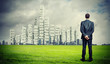 Businessman against cityscape