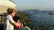 Mother and son at the beach