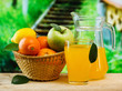 basket of fruit and juice
