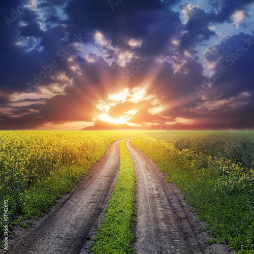 Photo: country road and sunset country road and sunset