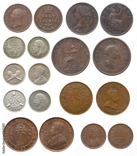 Photo: collection of old coins (Great Britain, India, Ceylon) collection of old coins (Great Britain, India, Ceylon)