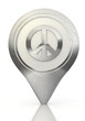 Illustration of a symbol footprint sign on a chrome map marker
