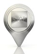 Illustration of a symbol footprint sign on a chrome map marker