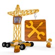 3d graphic of a cute w-lan symbol with a crane
