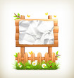 Wooden sign in grass