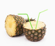 juice and pineapple isolated on white