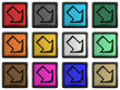 Illustration: Series of icons with an arrow showing the right bottom direction Series of icons with an arrow showing the right bottom direction