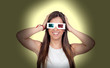 Photo: Attractive girl with three-dimensional glasses Attractive girl with three-dimensional glasses