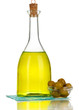 Original glass bottle with oil isolated on white