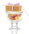 Sweet cookies tied with colorful ribbons isolated on white