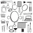 Hand drawn beauty and care symbols set 1