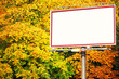 Blank white billboard at the park