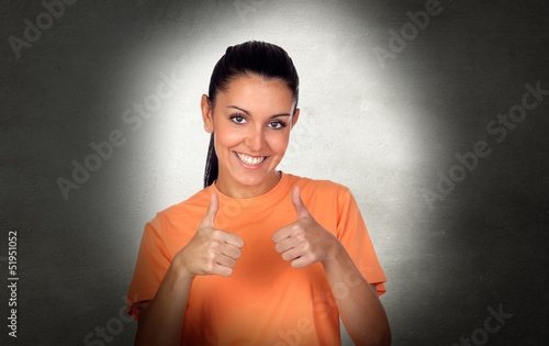 Photo: Attractive brunette woman saying Ok Attractive brunette woman saying Ok