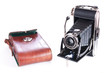Alte Fotokamera mit Ledertasche