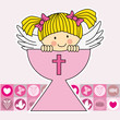 Vektor: Angel in the holy grail. First communion card Angel in the holy grail. First communion card