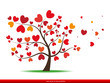 Vector: Tree with red heart leaves,love Tree with red heart leaves,love