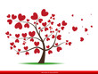 Vector: Tree with red heart leaves,love Tree with red heart leaves,love