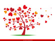 Vector: Tree with red heart leaves,love Tree with red heart leaves,love