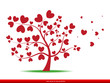 Vector: Tree with red heart leaves,love Tree with red heart leaves,love