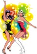 sexy girls on the party isolated on the white background