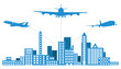 Airplane shipping around the city vector.