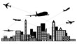 Airplane shipping around the city vector.