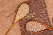 Soy beans and Pinto beans on background.