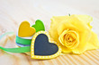 canvas print picture - Blank tag with a yellow rose