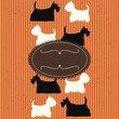 Card template with cartoon dogs and banner for the text