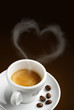 coffee cup with steam in shape of heart