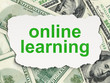 Education concept: Online Learning on Money background