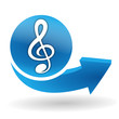 musique sur bouton web bleu