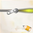 Liniertes Papier mit Zipp und Stift