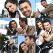 Couple on motorcycle
