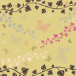 The vector illustration of flowers and butterflies