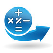 calculatrice sur bouton web bleu
