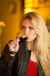 Woman drinking wine