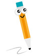 Vektor: Cute happy Pencil mascot isolated on white Cute happy Pencil mascot isolated on white