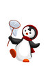Penguin little catch character cartoon style vector illustration