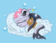 Sleeping Cartoon Shark Vector Illustration