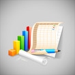 vector illustration of bar graph with business document