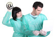 Photo: hospital workers sending an e mail hospital workers sending an e mail