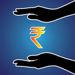 Vector illustration of protecting or safeguarding indian rupee