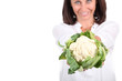 Woman holding a cauliflower