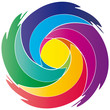 Meditation - farbiger Strudel rund - Logo