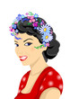 Illustration of beautiful woman with wreath