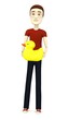 3d render of cartoon character with bath toy